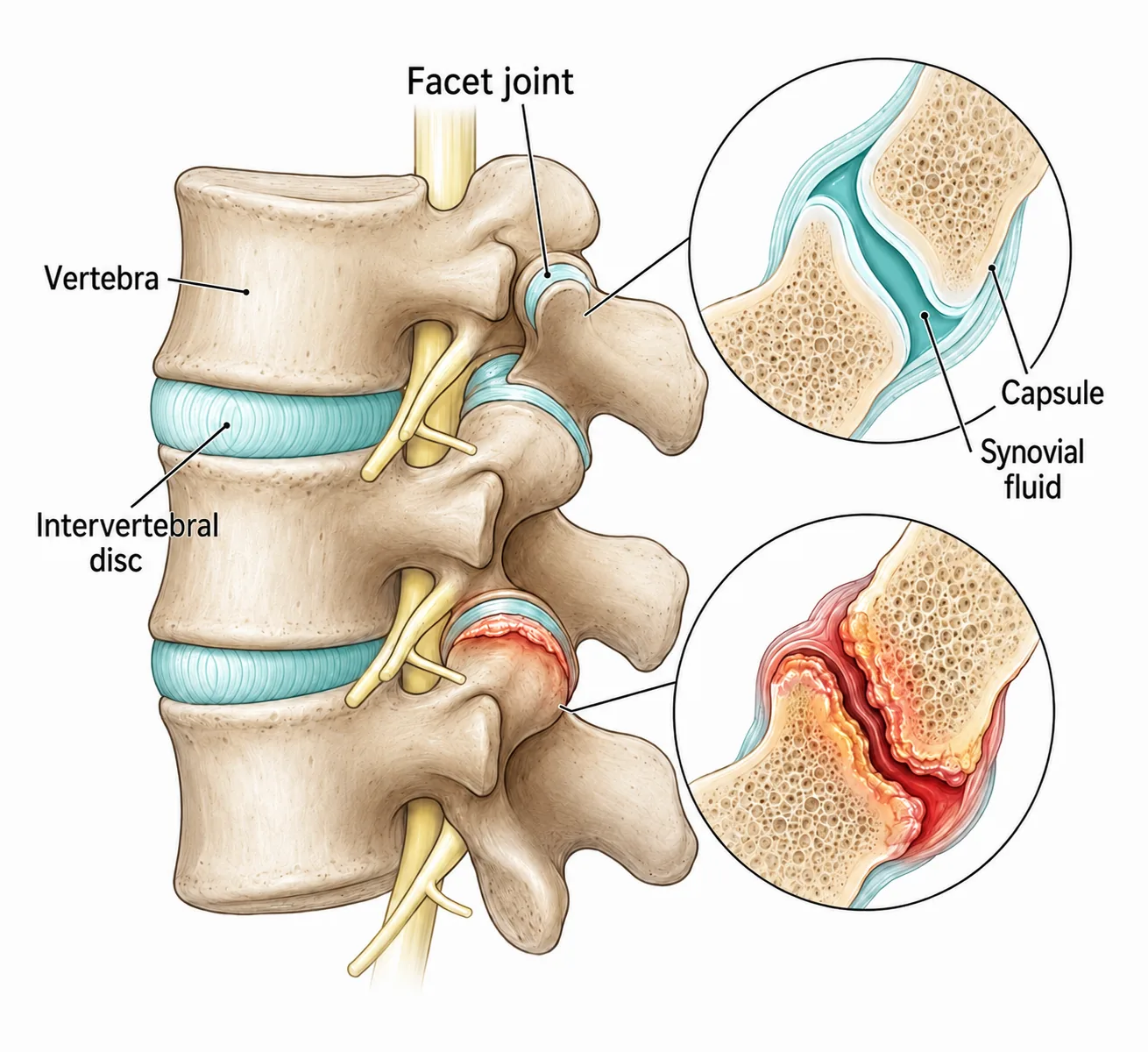 Anatomical illustration of the facet joints